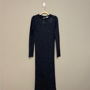Elegant Navy Blue Long Sleeve Dress